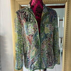 Colorful Paisley Blazer with Green Highlights